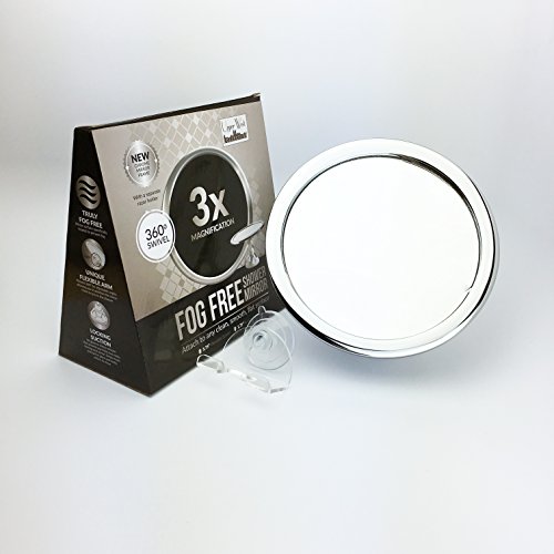 3X Magnification No Fog Shower Mirror With Rotating, Locking Suction ; With Bonus Separate Razor Holder | Guaranteed to Affix to Any Surface with Free Mounting Kit