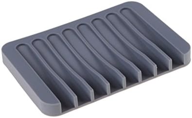 Changyin 1 Pcs Kitchen and Bath Silicone Sink Soap Dish Set,Rectangle Concave Grey