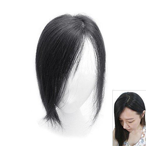 Remeehi 10" Real Human Hair Top Pieces Clip in Toppers for Thinning Hair Natural Black