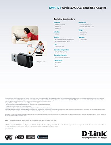 D-Link DWA-171     Adaptador USB de red WiFi AC600  USB 2 0  compatible Windows  Mac OS  Linux  bot  n WPS  encriptaci  n WPA2  negro