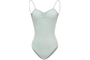 ROYAL SMEELA Damen Ballettanzug Halbarm Mesh Ballett Tanz Trikots Tanzkostüm Einfarbig Stretch Rückenfrei Gymnastik Body Trikot Tanzkleidung Hosenträger Trikot