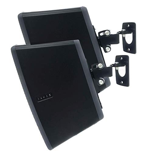 Soundbass - 2 x Compatible with SONOS PLAY 3 Montaje de pared, ajustable con mecanismo de giro e inclinación, soporte individual para el altavoz Play: 3 con accesorios de montaje, negro, diseñado en el Reino Unido por Soundbass® Paquete doble (2 unidades)