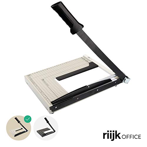 Tagliacarte A4 - Taglierina professionale a leva per carta, tagliacarte con linee di formato con arresto metallico incluso