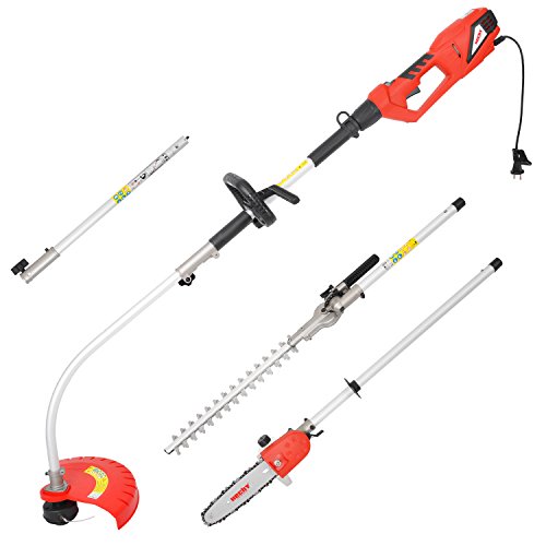 HECHT 3-in-1 Multitool 690 Heckenschere + Rasen-Trimmer + Hochentaster Multifunktionsgerät (900 Watt, inkl. Aufsätze: Strauchschere, Ast-Säge, Freischneider) - 3
