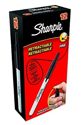 Sharpie Retractable Marqueur Pointe Fine Noir Lot de 12