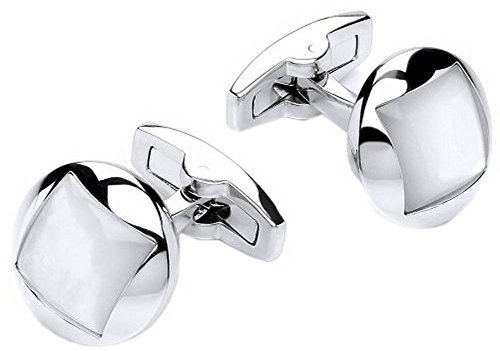 Preisvergleich Produktbild Weiß / Silber Mosaik Perlmutt Runde Manschettenknöpfe von Zennor