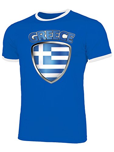 Griechenland 3333 Fussball Fanshirt Fan Shirt Tshirt Fanartikel Artikel Männer Herren Ringer T-Shirts Blau Weiss M