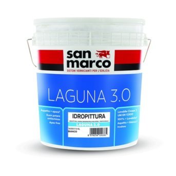san marco LAGUNA 3.0 idropittura lavabile INODORE per interni, colore bianco, lt 14
