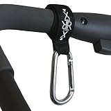 XiRRiX hochwertige Karabiner Kinderwagenhaken Stroller Hooks – Taschenhalter zum Befestigen am Kinderwagen/Buggy – 2 Stück – schwarz - 2