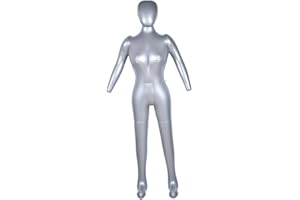 FUBESK Maniquí inflable de cuerpo completo de 165 cm con diseño de torso y maniquí plateado con brazos y piernas