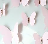 Extsud 12 Stück 3D Schmetterlings Wandaufkleber Wandsticker Wandtattoo Wanddeko mit Kristall Dekor für Wohnzimmer, Kinderzimmer, Türen, Fenster, Badezimmer, Kühlschrank (Pink) - 3