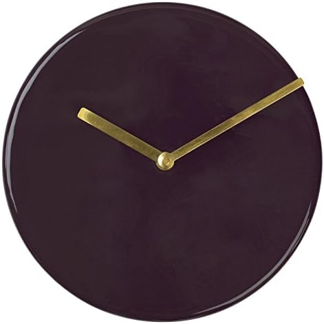 Enamel iron and brass wall clock (Aubergine)