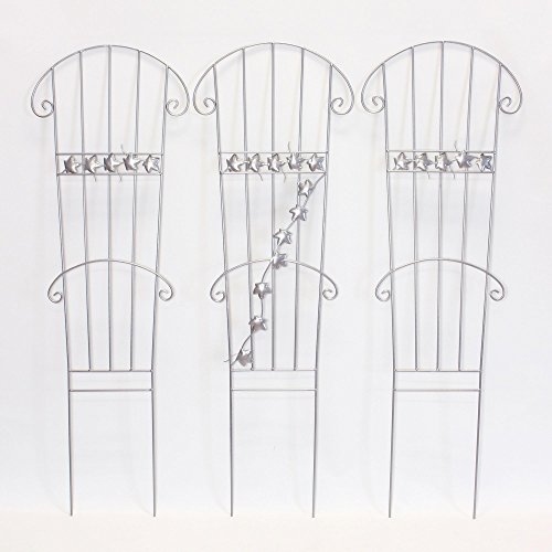Frank Flechtwaren, 229224: Großes Rankgitter im 3er Set aus Metall, silber-farben