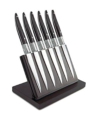 Laguiole Production 443940 Laguiole Expression Bloc Aimanté de 6 Couteaux Steaks Laguiole Manche Pom