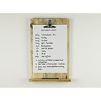 Klemmbrett A4 by Kellerherz, Memoboard, Palettenmöbel Küchenklemmbrett Holz mit Ablage zum aufhängen