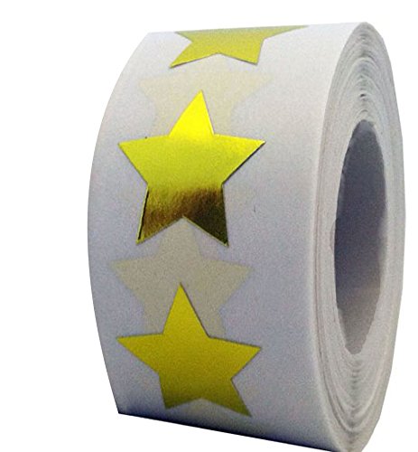 Tile & Aufkleber Star Form Aufkleber – 5,1 cm Zoll – 500 pro Rolle – Folie – Lehrer Supplies Gold
