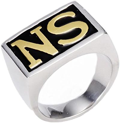 LOPEZ KENT Vintage Mens Stainless Steel SO NS Ring Band