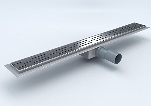 Duschablaufrinne Bodenablauf Flach aus Edelstahl extra flach + Siphon komplett (90 cm) - 2