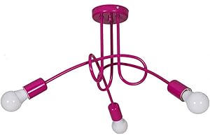 LIGHT HOME LH Light-Home Edison Lampadario da Soffitto Industriale - Lampadari Moderni Per Soggiorno Camera da Letto e Cucina in Metallo - a 3 Luci - E27 - Viola