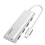 AUKEY Hub USB C 4 Porte USB 3.0 della Lega d'Alluminio Hub USB Type C per i Dispositivi di USB C include New Macbook, Macbook Pro 2016, Google ChromeBook Pixel 2015 ( Argento )