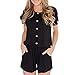 Produktbild Damen Kurzarm Jumpsuit mit Taschen Yogogo Einfarbig Taste Overall Kurzer Strampler Bodysuit Hose Sexy Sommer Yoga Leggings Bodycon Hohe Taille Hosen Sport Fitness Workout Slim Leggins Dünne Sporthose