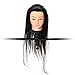 LuckyFine 18 inch Black Long Synthetic Hair Hairdressing Cutting Practice Training Mannequin Head with Adjustable Holder