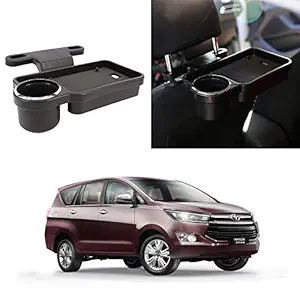 Oshotto Foldable Car Auto Headrest Rear Back Seat Table Drink Food Cup Tray Holder Compatible with Toyota Innova - Black