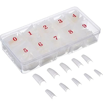 Hotop 500 Pièces Faux Ongles Artificiels en Acrylique DIY Faux Ongles Acrylique Gel UV Art Tips (Français Naturel Translucide)