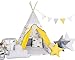 Produktbild Kinder Spielzelt Teepee Tipi Set für Kinder drinnen draußen Spielzeug Zelt Indianer Indianertipi Tipi mit & ohne Zubehör (ohne Zubehör, Gelbe Wolke)