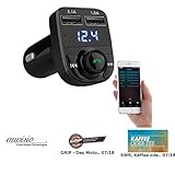 Überträgt kabellos Musik als FM-Signal aufs Autoradio • Freie Frequenzwahl im Bereich 87,8 - 107,7 Mhz • Unterstützte Formate: MP3, WMA, FLAC, WAV, APE • LED-Display: Anzeige von FM-Frequenz und Batterie-Spannung