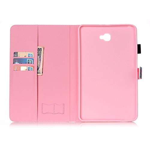Galaxy Tab A 10.1 Hülle,Galaxy Tab A 10.1 Zoll 2016 T580N Lederhülle Flip Wallet Case,Galaxy Tab A 10.1 PU Leder Standplatz Fall Hülle Case,Ekakashop Bunt Kirschpattkatze Muster Bookstyle Folio Schale Weichen Silikon Schutzhülle Klapptasche Etui Magnetverschluß mit Standfunktion Kartenfächer für Samsung Galaxy Tab A 10.1 Zoll 2016 T580N + 1x Kostenlos Ständer (Farbe zufällig) - 5