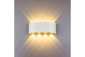 HYDONG Nowoczesna lampa ścienna, 8 W, biała lampa LED, kinkiet w górę, do dołu, aluminiowa wodoodporna lampa punktowa, lampka nocna do salonu, sypialni, przedpokoju, łazienki, dekoracyjna, ciepła