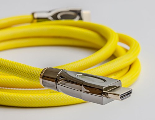 Python Series High-Speed-HDMI Anschlusskabel mit Ethernet – 4K2K / UHD / Ultra HD / Full HD – OFC, 3D-Unterstützung, Dreifachschirmung, Nylongeflecht, gelb, 2 m - 2