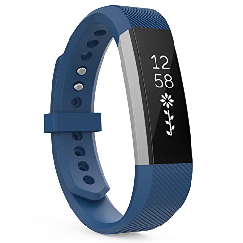 MoKo Fitbit Alta / Alta HR Armband - TPU Sport Fitness Ersatzschweißband Ersatzarmband Fitnessarmbänder Handgelenk-Bügel Sportarmband mit Verschluss für Fitness Armband Alta / Alta HR, Marineblau