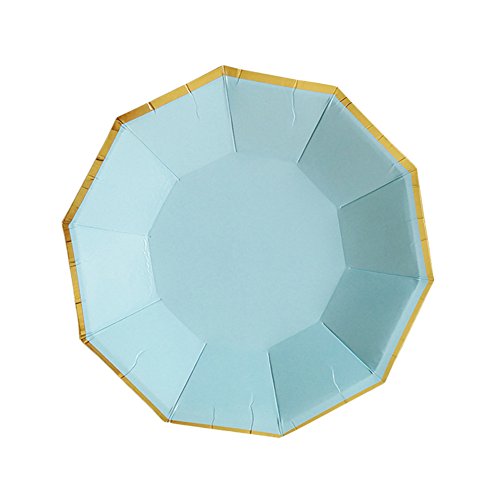 Juego de vasos desechables Fumei de color sólido dorado con bloqueo de color puro para cumpleaños, bodas, reuniones familiares y otras ocasiones, Gold Pink, A: 7-inch plate: 8PCS/bag