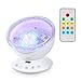 Produktbild Lunsy Ozean Projektor Nachtlicht Kinder Atmosphäre Tischlampe mit Multifunktionale Fernbedienung (Musik-Eingang/ 7Lichtmodi/4 Naturklänge ), für Schlafzimmer Babyzimmer Kinderzimmer, TF Steckplatz/USB Klinken Kabel, Weiß