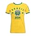 Produktbild Fashion 4 Less Neue Damen WM 2014 Printed Top National Football Soccer T Shirt.34-40 (36 (UK-10), Brasil Yellow)