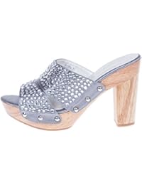 ROBERTO BOTELLA - Sandalia strass piso madera - Color Gris - Talla 38