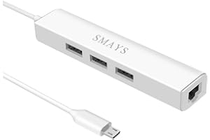 SMAYS Micro USB LAN Adaptor with RJ45 3 USB Hub for TV Stick Streaming Device