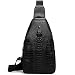 Produktbild Longess Sling Bag PU Leder Wasserabweisend Outdoor Schulterrucksack Brusttasche Crossbody Taschen für Herren Daypacks für Wandern, Radfahren und Reisen