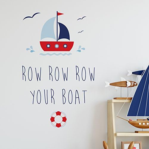 Nutmeg Wall Stickers "Row Row Row Your Boat" Wall Sticker, Multi-Colour, 80 x 50 cm