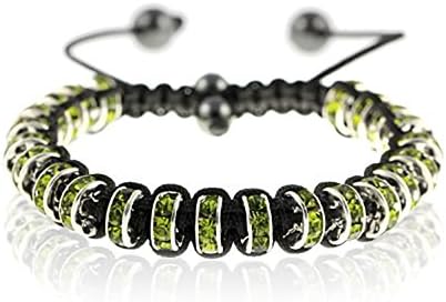 Janeo Swarovski Elements Shamballa Jewellery Cord Bangle Bracelets, Rings with Crystals, Great Reviews, Womens Christmas Anniversary Gift Her at Great Price, Metallic Gift Wallet Wrapped, under £10