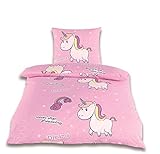 ropas de cama online Lindo diseño: Unicornio. Ropa de cama de microfibra, 2 piezas 135 x 200 cm y 80 x 80 cm, con diseño de cremallera en unicornio