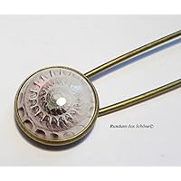 Ponchonadel, SCHNECKE, bronzefarben, Cabochon, Schalnadel Tuchnadel, Glas