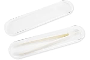 FERCAISH 1 Piece Large Contact Lens Tweezers, Contact Lenses Remover Tools, Plastic Tweezers with Flat Tips with Storage Case for Travel (White)