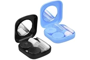 Cozlly 2 pezzi Custodie per Lenti a Contatto da Viaggio, Custodia per Lenti a Contatto, Mini Custodie per Lenti a Contatto, Porta Lenti A Contatto, Colorful Custodia per Lenti a Contatto (Blu e Nero)
