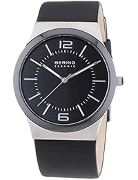 Bering Time 0 - Reloj de cuarzo para hombre, con correa de cuero, color negro