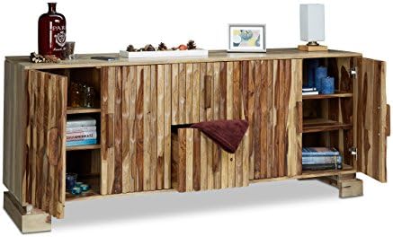 Native Home Wooden Sideboard, Wardrobe 2 Drawers, Highboard Living Room Buffet, Solid Cabinet, H x W x D: app. 75 x 177 x 45 cm