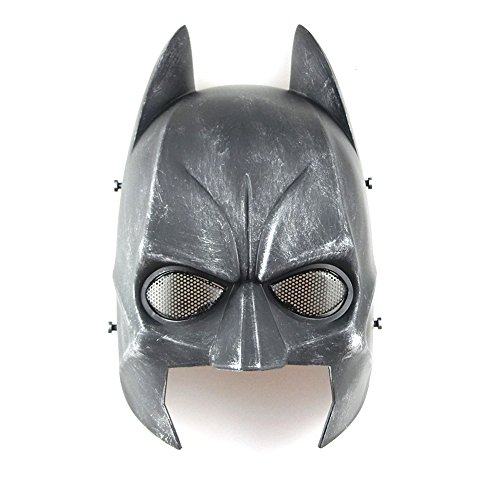 WorldShopping4U Tech-p Batman Masque Airsoft CS Wargame Champ Demi masque Masque de protection de l'armée Cosplay Gear Argent Noir