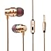 Produktbild In Ear Stereo Kopfhörer Kopfhörer, MuSheng 3,5 mm Stereo Verstellbar Sport Headset Super Bass Musik Kopfhörer Ohrhörer mit Mikrofon (Gold)